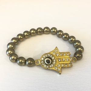 3/$12 Gold Hamsa Beaded Stretch Bracelet